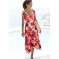 Midikleid VIVANCE, Damen, Gr. 40, N-Gr, bunt (rot, lila, pink bedruckt), Jersey, Obermaterial: 95% Viskose, 5% Elasthan, bedruckt, modisch, figurumspielend kniebedeckend, V-Ausschnitt, Kurzarm, Kleider, mit Alloverdruck, luftiges Sommerkleid in...