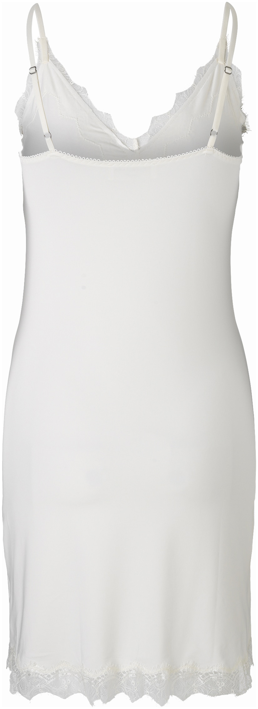 Unterkleid ROSEMUNDE "Billie Strap Dress", Damen, Gr. 38, N-Gr, weiß (ivory), Single Jersey, Obermaterial: 90% Polyester, 10% Elasthan, unifarben, schmal, tiefer V-Ausschnitt, Kleider, mit wunderschönem Vintage-Spitzenbesatz an Ausschnitt und Saum Image