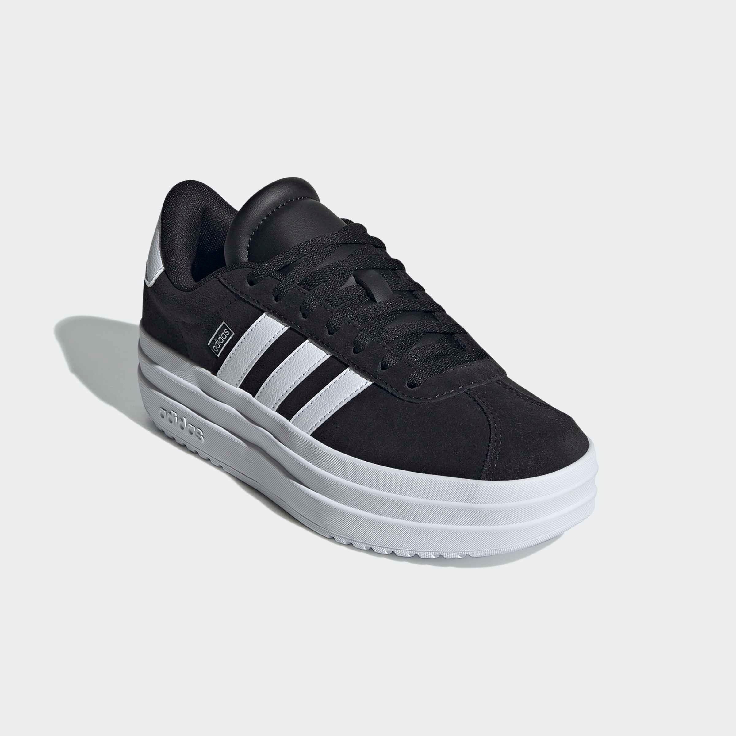 Plateausneaker ADIDAS SPORTSWEAR "VL COURT BOLD", Mädchen, Gr. 39, schwarz-weiß (core schwarz, cloud weiß, cloud weiß), Leder, Synthetik, Schuhe Plateausneaker, Design auf den Spuren des adidas Gazelle Bold, für Kinder