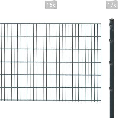Doppelstabmattenzaun ARVOTEC "ESSENTIAL 123 zum Einbetonieren", grau (anthrazit), H:123cm, Stahl, Kunststoff, Zaunelemente, Zaunhöhe 123 cm, Zaunlänge 2 - 60 m Image