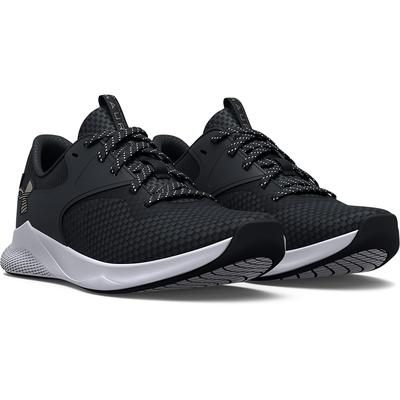 Trainingsschuh UNDER ARMOUR "UA W Charged Aurora 2", Gr. 41, schwarz (schwarz, schwarz, metallic warm silber), Textil, S