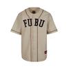 T-Shirt FUBU "Fubu Herren FM233-007-1 FUBU College Leather Baseball Jersey", Herren, Gr. L, beige (creme, schwarz, braun), 100% Polyurethan, unifarben, casual, normal, V-Ausschnitt, Kurzarm, Shirts
