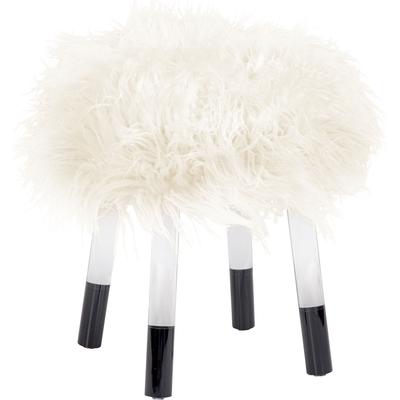 Sitzhocker KAYOOM "Fellhocker Laika 110, stilvoller Hocker mit Kunstfell, runde Form", weiß, B:41cm H:46cm T:41cm, Polyester, Acryl, Hocker, bequem, elegant, modern, runde Form, runde Form Image