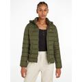 Steppjacke TOMMY JEANS "TJW BASIC HOODED JACKET", Damen, Gr. XS (34), grün (fatigue grün), Web, Obermaterial: 100% Polyester, unifarben, casual, regular fit, Langarm, Jacken, mit Kapuze