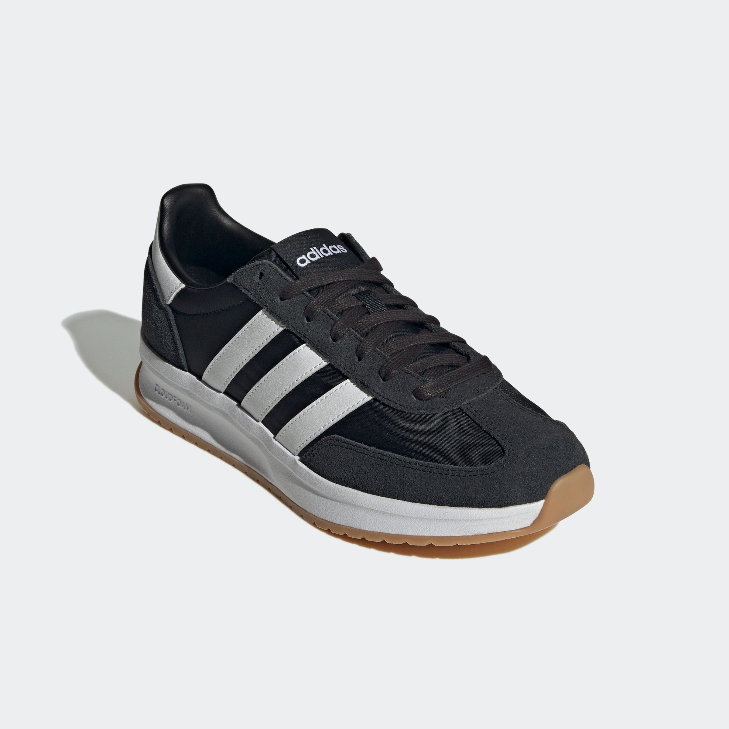 Sneaker ADIDAS SPORTSWEAR "RUN 70S 2.0", Herren, Gr. 46, schwarz-weiß (core schwarz, cloud weiß, cloud weiß), Leder, Textil, Schuhe Sneaker, inspiriert vom Design des adidas SL72