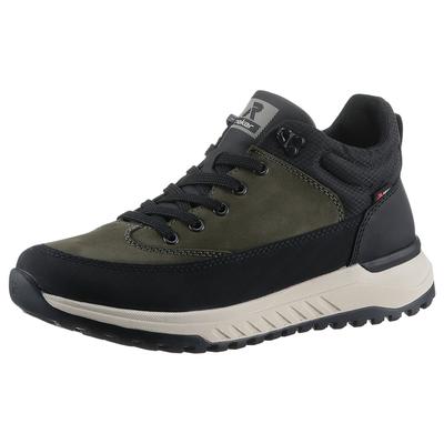 Sneaker RIEKER SPORT, Herren, Gr. 41, schwarz (khaki, schwarz), Leder, Lederimitat, Textil, sportlich, Schuhe, Freizeitschuh, Outdoorschuh, Schnürboots mit TEX-Membran Image