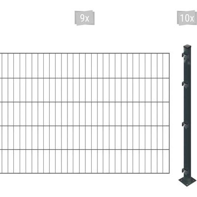 Einstabmattenzaun ARVOTEC "ESSENTIAL 100 zum Einbetonieren", grau (anthrazit), H:100cm, Stahl, Kunststoff, Zaunelemente, Zaunhöhe 100 cm, Zaunlänge 2 - 60 m Image
