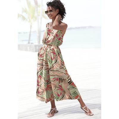 7/8-Overall VIVANCE, Damen, Gr. 44, N-Gr, beige (sand bedruckt), Cru00eape, Obermaterial: 100% Viskose, bedruckt, casual, figurumspielend 7/8-Länge, Rundhals, ohne Ärmel, Overalls, aus gekreppter Viskose, Jumpsuit mit Alloverprint und weitem Bein,... Image