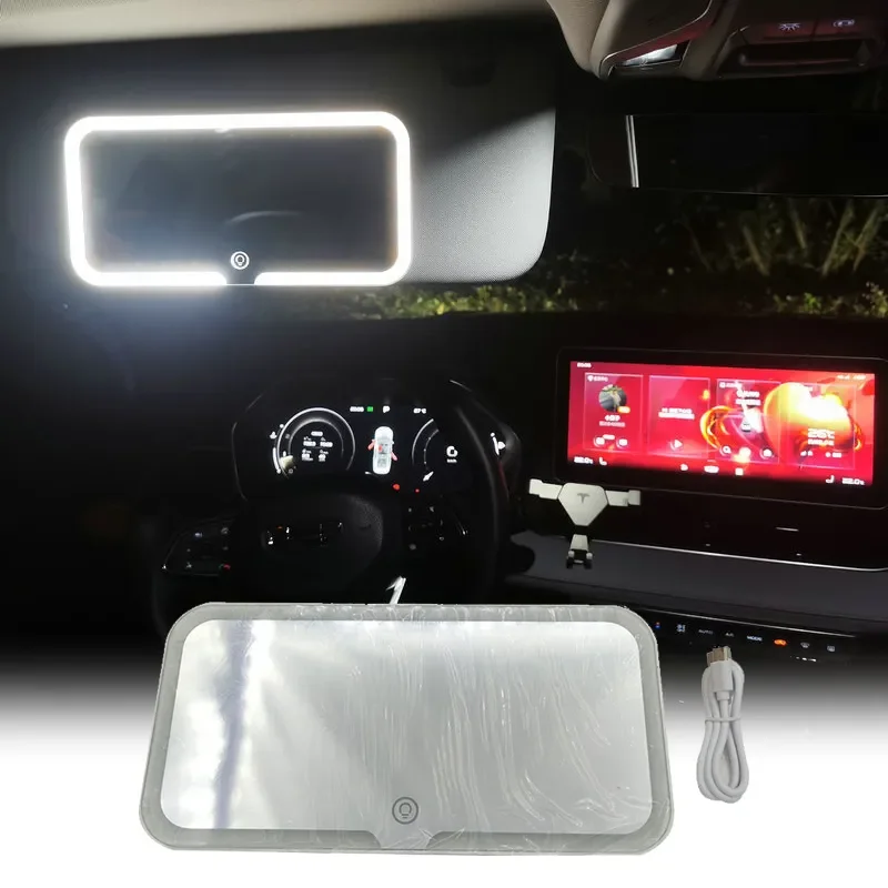 Auto Sonnenblende LED Make-up Spiegel Touchscreen 3-Farben schaltbar Make-up Spiegel wiederauf ladbare einstellbare Helligkeit Kosmetik spiegel