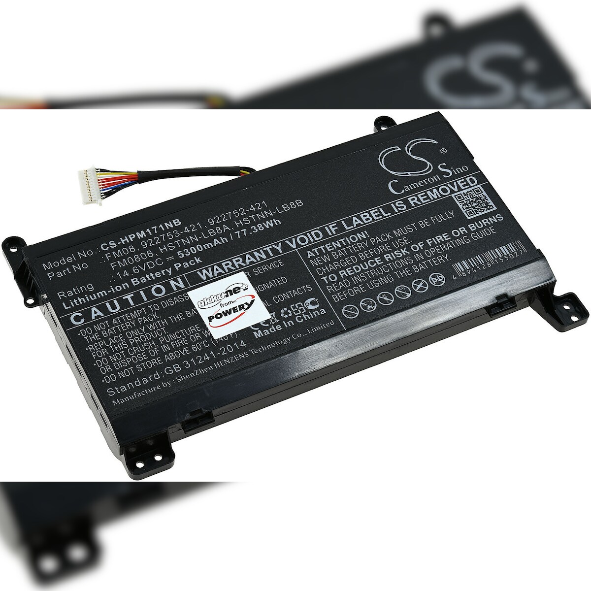 Powery Akku passend für Laptop HP Omen 17-an005tx, 17-an029ng, Typ TPN-Q195 (12 Pin-Stecker)
