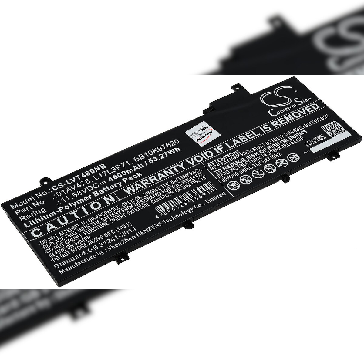 Powery Akku passend für Laptop Lenovo ThinkPad T480s Serie, T480s 20L7002LCD, Typ L17L3P71 u.a.
