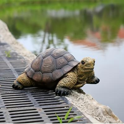 TEMU 1pc Realistic Turtle Garden Statue, Resin Tortoise Farm Sculpture, Animal Figurine Decor For Farm, Patio, Balcony, And Garden, Perfect Gift For Family And