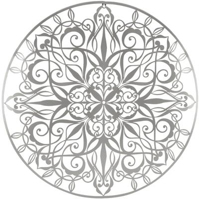 Luxus Metal Art Wanddeko Mandala Silber Rund 80cm