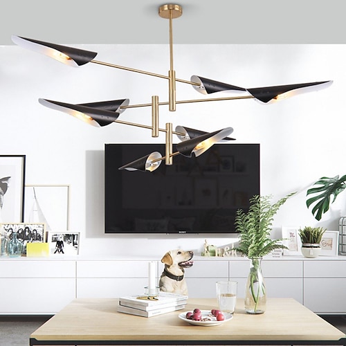 Kronleuchter 4/6/8 Köpfe Cluster-Design Einzeldesign Pendelleuchte Aluminium Künstlerischer Stil Moderner Stil Industriell Lackierte Oberflächen Schwarz Naturinspiriert Modern 110-120 V 220-240 V Image