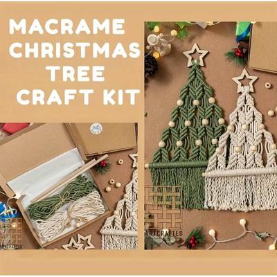 Macrame DIY Christmas Tree, 2pcs Woven Christmas Tree DIY Kit Christmas Crafts Gift Kit Suitable for Family Friends Gift