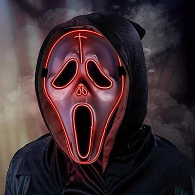 LED-Leuchtmaske, schreiend, erschreckend, Halloween-Maske, Festival, Karneval, Requisiten, flippige dekorative PVC-Maske Image