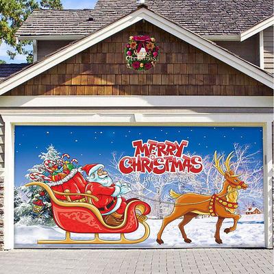 Christmas Background Cloth Outdoor Garage Door Tapestry Cloth Festive Party Decorations Comes With Hanging Cloth Large Size