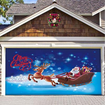 Christmas Background Cloth Outdoor Garage Door Tapestry Cloth Festive Party Decorations Comes With Hanging Cloth Large Size