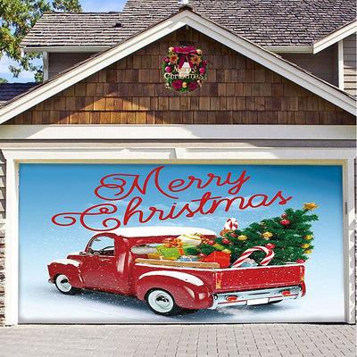 Christmas Background Cloth Outdoor Garage Door Tapestry Cloth Festive Party Decorations Comes With Hanging Cloth Large Size