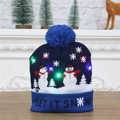 Weihnachts Kinder Erwachsene Deko Hut LED Weihnachts Hut Leuchtende Weihnachten Strickmützen Unisex Feiertagsleuchtende Pullover Xmas Geschenke Neujahrsfeier Ornamenten Image