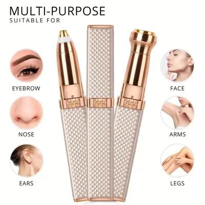 1pc Rechargeable 2-in-1 Eyebrow Razor and Hair Shaver with LED Light - Painlessly Remove Peach Fuzz,