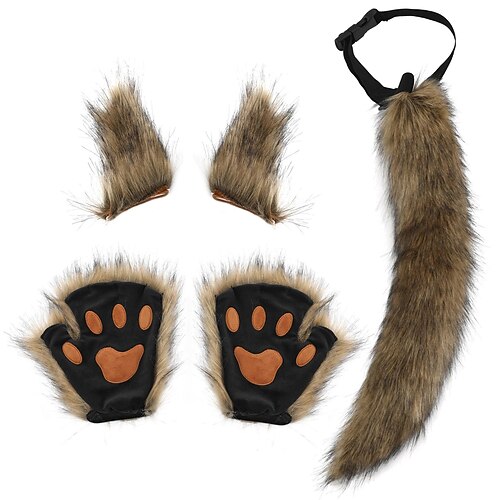 Katzen Rollenspiel Kostüm Kätzchen Schwanz Ohr Halsband Krallenhandschuh Anime Gothic Anzug Karneval Karneval Imitation Tier Schwanz Ohr Handschuhe Anzieh Cosplay Rollenspiele Outdoor Party Requisiten Image
