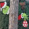 Santa Claus And Reindeer Peep At The Fence To Decorate The Christmas Theme Fence Garden And Yard