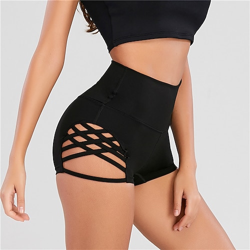 Per donna Shorts da Palestra Shorts da yoga Shorts da allenamento Taglio Vita Alta Pilates Allenamento in Palestra Allenamento Pantaloncini Tinta unica Nero Borgogna Blu scuro Gli sport Abbigliamento