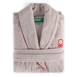 Benetton - Bademantel L/XL 360GSM 100 % Baumwolle in Beige/Rot Image