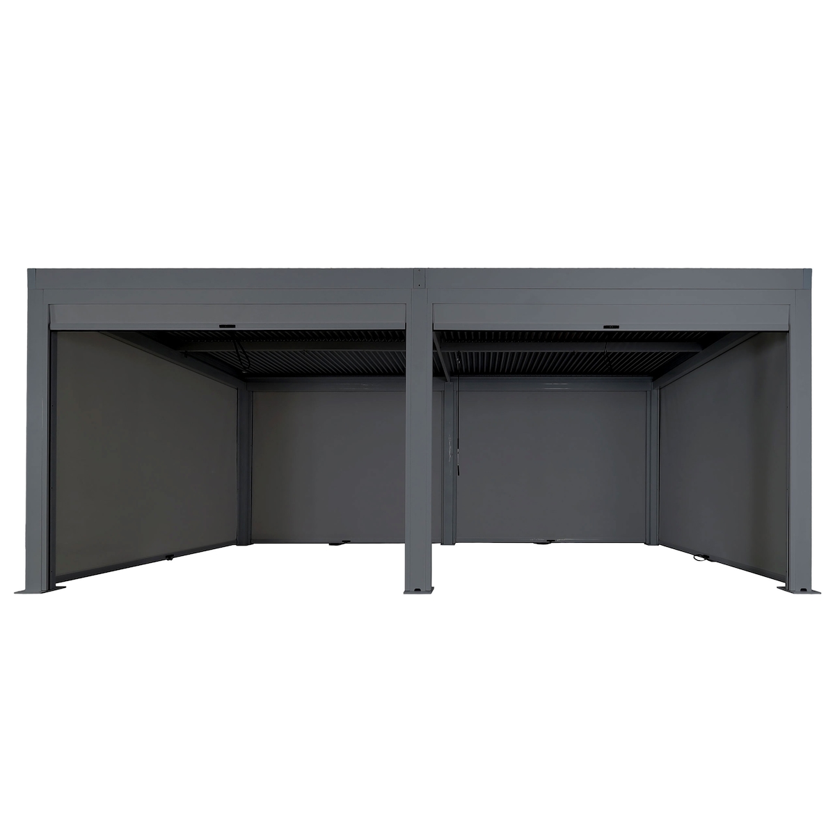 Mendler Pergola HWC-L46 mit 6x Seitenwand, Gartenpavillon Lamellen-Pavillon Rollo, 11cm-Alu-Gestell, sturmfest 3x6m ~ anthrazit Image