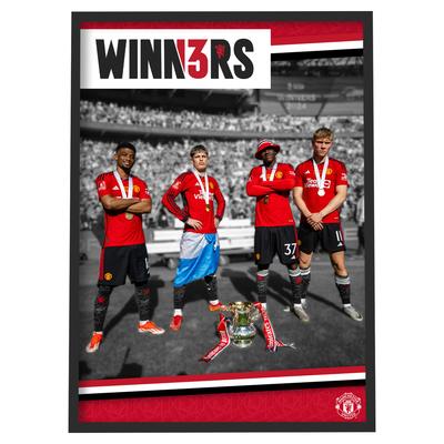Manchester United Herren 13-facher Pokalsieger, gerahmter Portraitdruck – A2 Image