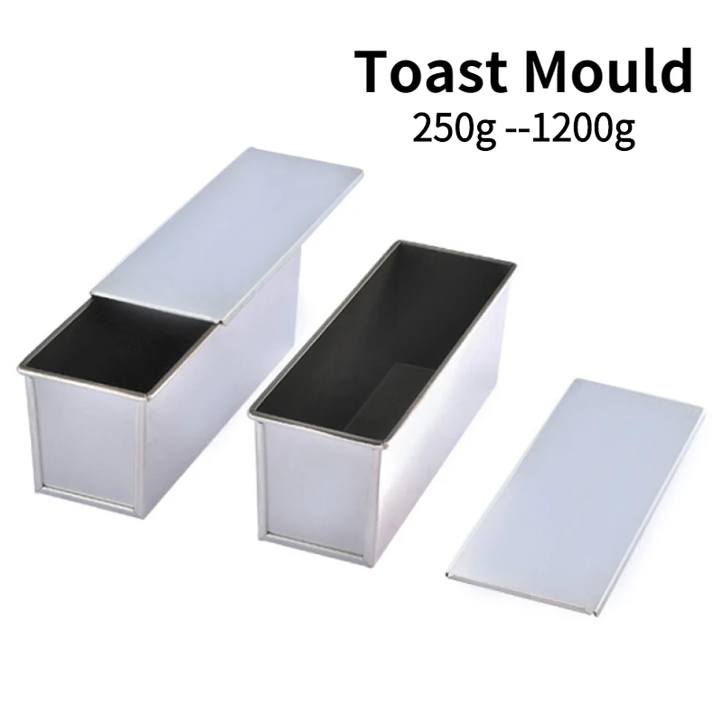 250 g/450 g/600 g/750 g/900 g/1000 g, schwarze Antihaftbeschichtung aus Aluminiumlegierung, Toastboxen, Brot, Laibform, Kuchenform, Backwerkzeug mit Deckel Image