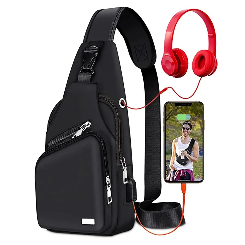 Outdoor Rucksack Multifunktions Schulter Tasche Männer Business Umhängetaschen USB Lade Design Brust Tasche Wasserdichte Brust Handtasche Image