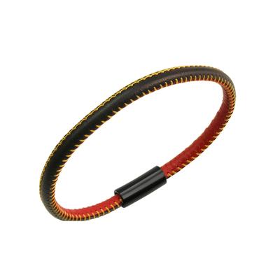 Armband ZEEME "echt Leder mit Deutschland-Farben 23cm", bunt (mehrfarbig), Armbänder, 23cm, Edelstahl