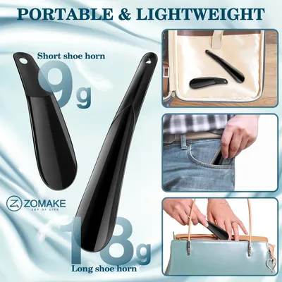2 PACK Small Shoe Horn Plastic Shoehorns 16/20cm Travel portable Shoe Horn Lifter Mini Shoe Horns for Men Women Kids shoe spoon