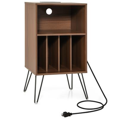 Record Player Stand with Charging Station for Living Room Bedroom - 19"L x 16"W x 35"H