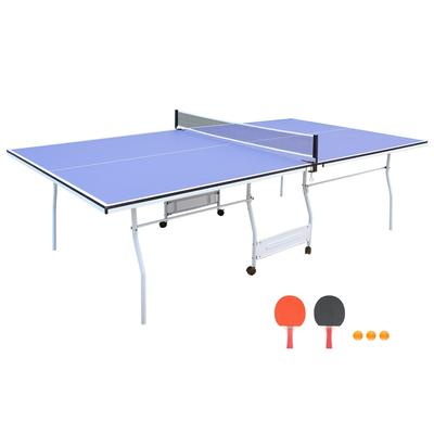 9 ft Mid-Size Foldable Table Tennis Table Set with Net, Paddles, Balls