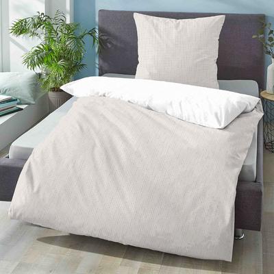 biberna Mako-Satin Bettwäsche PUNKTE - MIX & MATCH taupe, 155x220 cm + 80x80 cm