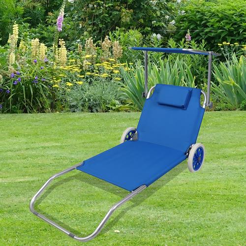 VCM Gartenliege Sonnenliege rollbar Blau