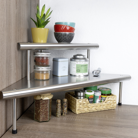 Maximex Küchen-Eckregal Massivo Duo mit 2 Ablagen Edelstahl, rostfrei Image