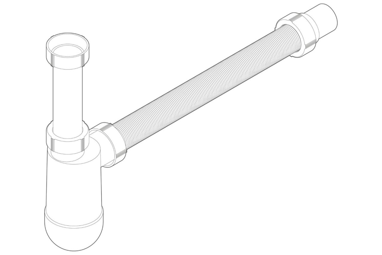 Ersatzteil, Siphon, G 1 1/4, Kunststoff weiß, flexibler Abgangsschlauch 9510351950 Image