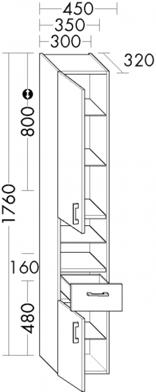Burgbad Hochschrank Sys30 PG3 Diago 1760x450x320 Grau Matt, HS4538LF3356 HS4538LF3356 Image