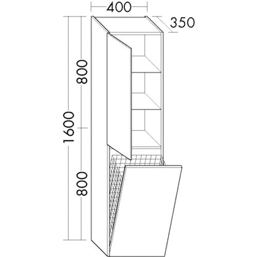 Burgbad Hochschrank Sinea Matt 1600x400x350 Anthrazit Matt , HSQW040RF3483 HSQW040RF3483