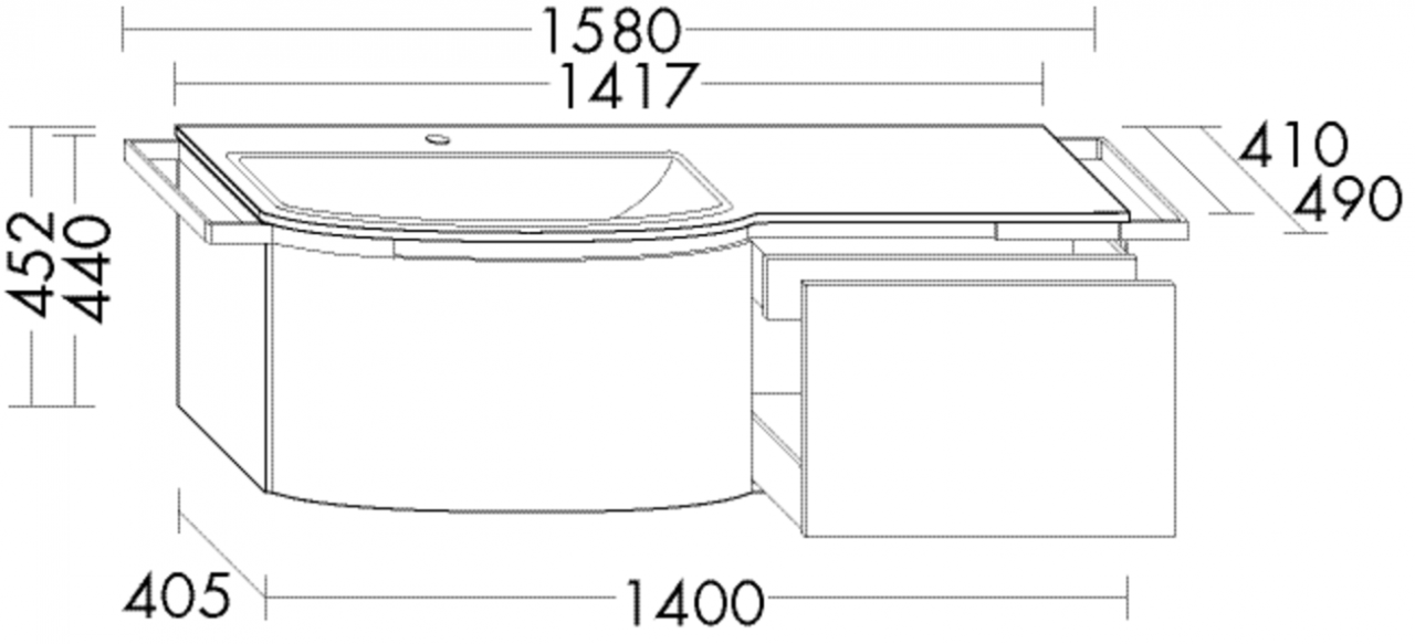 Burgbad Keramik Waschtisch-Set YSO PG2 HGL Anthrazit Hochglanz /Schwarz Matt, SFAD141LF2157C0038 SFAD141LF2157C0038 Image