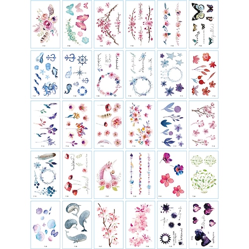 30 pcs Temporäre Tattoos Wasserdicht / Wegwerfbar Gesicht / Korpus / Hände Wassertransfer-Aufkleber Tätowierungsaufkleber