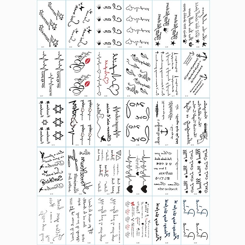 30 pcs Temporäre Tattoos Wasserdicht / Wegwerfbar Gesicht / Korpus / Hände Wassertransfer-Aufkleber Tätowierungsaufkleber