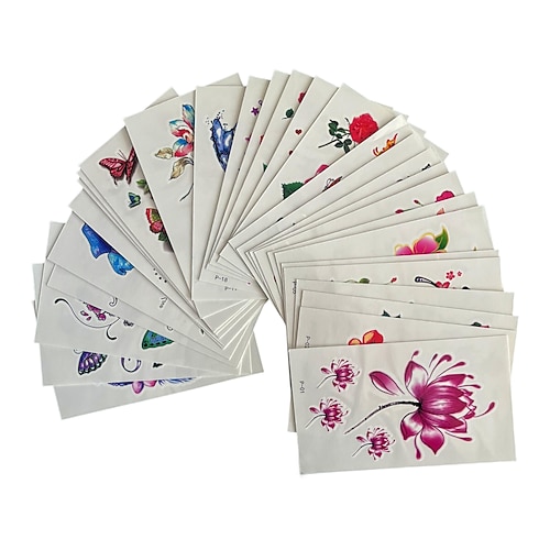 30 pcs Temporäre Tattoos Wasserdicht / Wegwerfbar Gesicht / Korpus / Hände Wassertransfer-Aufkleber Tätowierungsaufkleber Image