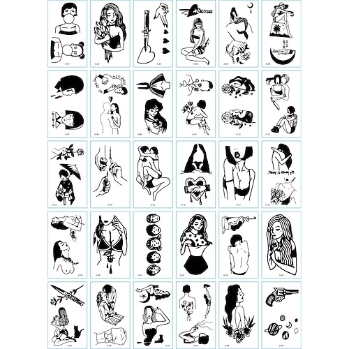 30 pcs Temporäre Tattoos Wasserdicht / Wegwerfbar Gesicht / Korpus / Hände Wassertransfer-Aufkleber Tätowierungsaufkleber