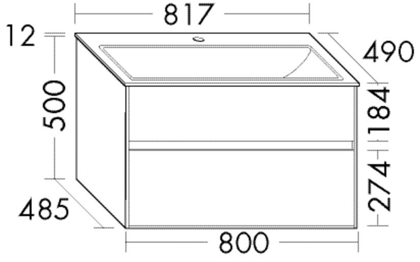 Burgbad Keramik Waschtisch-Set rc40 Lichtgrau Hochglanz/Schwarz Matt, SGAB082F4523C0038 SGAB082F4523C0038 Image