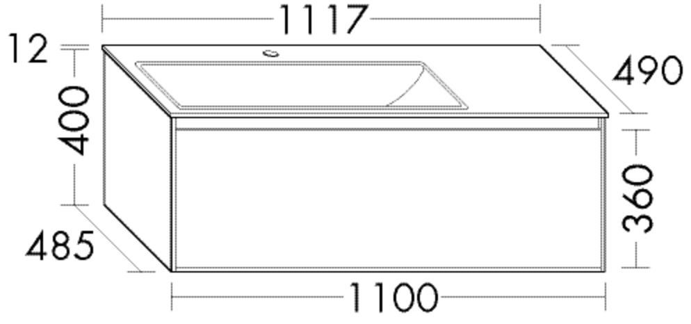 Burgbad Keramik Waschtisch-Set rc40 Sand Hochglanz/Schwarz Matt, SGCC112LF4516C0038 SGCC112LF4516C0038 Image